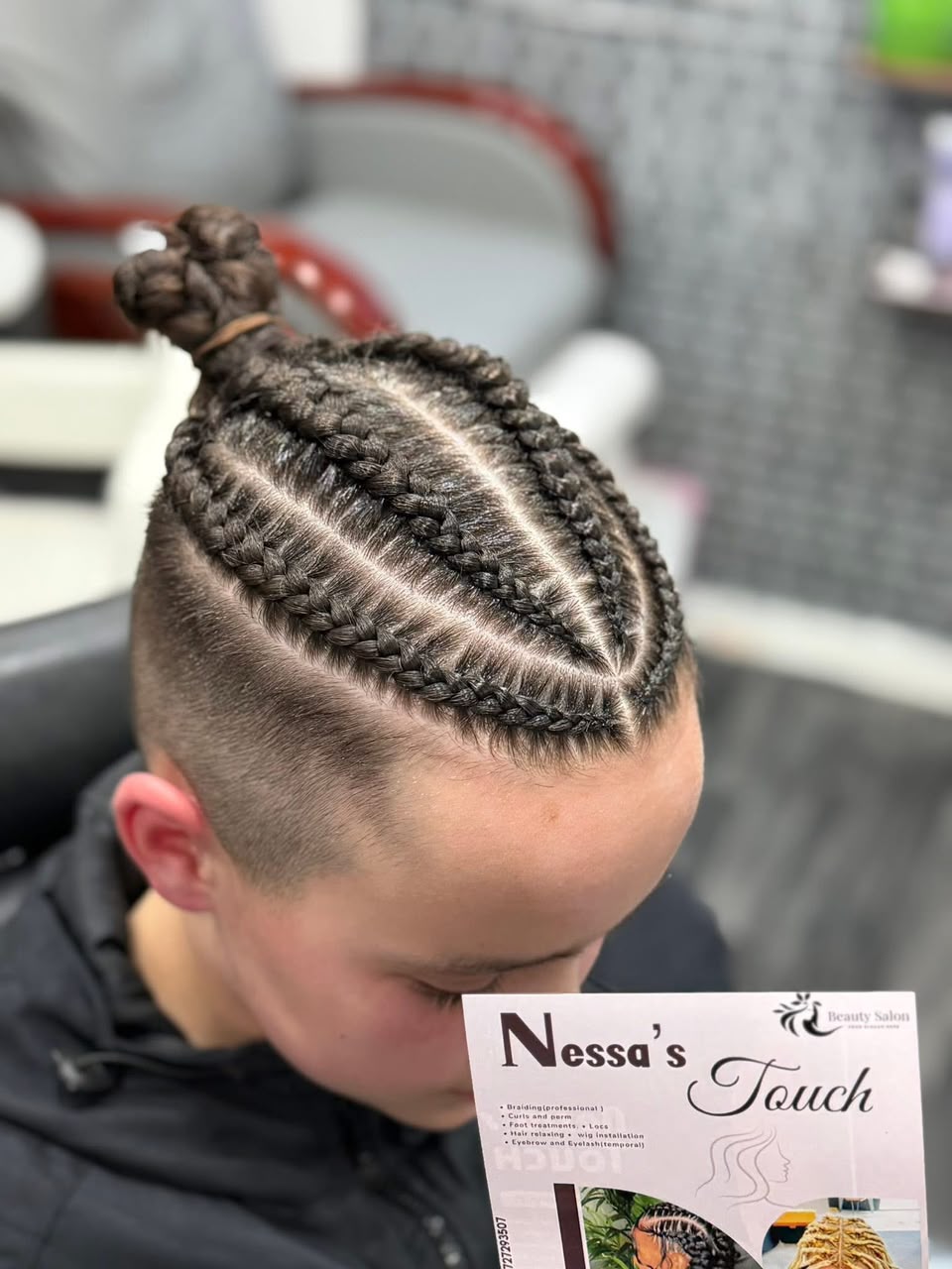 Male cornrow braids by Nessa's Touch Salon